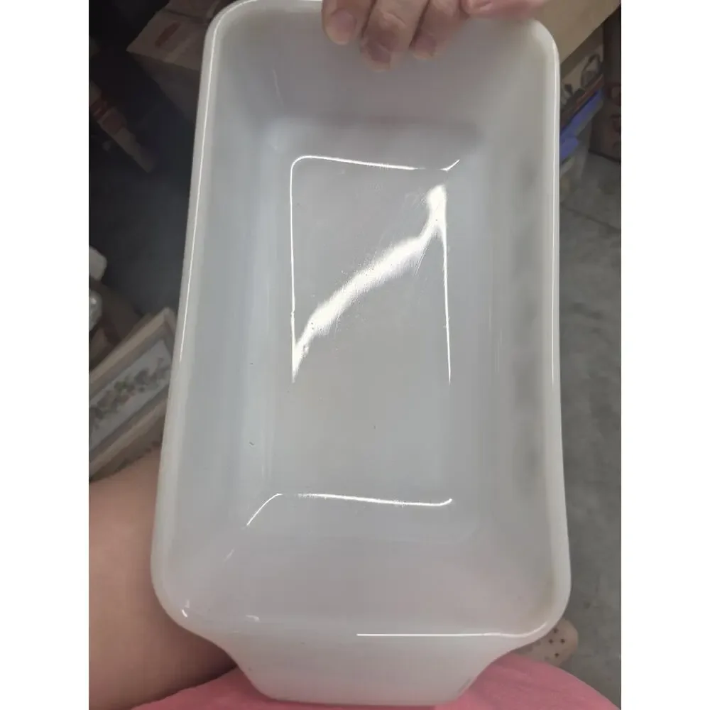 Fireking Cornflower Ceramic Loaf Pan 1 1/2 QT White/Green 9x5 P-315-B